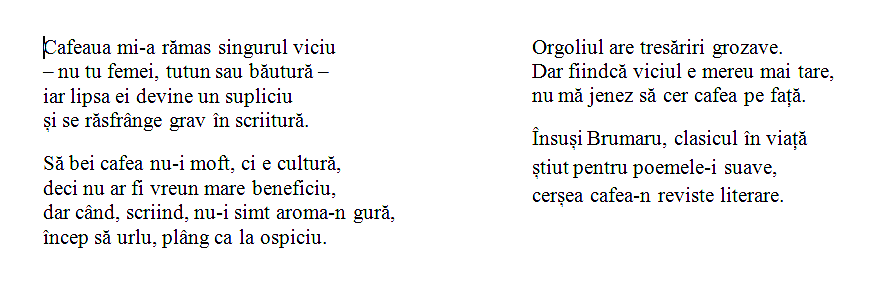 sonetul cafegiului